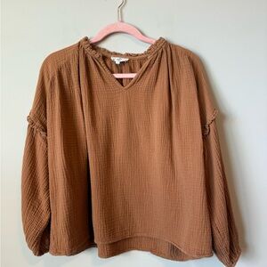 Entro ruffled Brown Textured Blouse size small